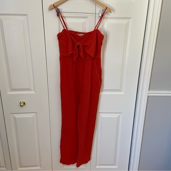 Anthropologie Gauze Wide Leg Romper Jumpsuit Bow Tie Front Medium - Picture 2 of 9